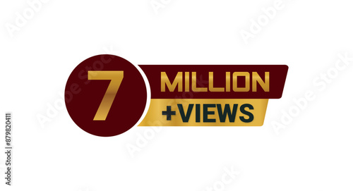 7 Million Views Celebration Vector Icon Badge PNG