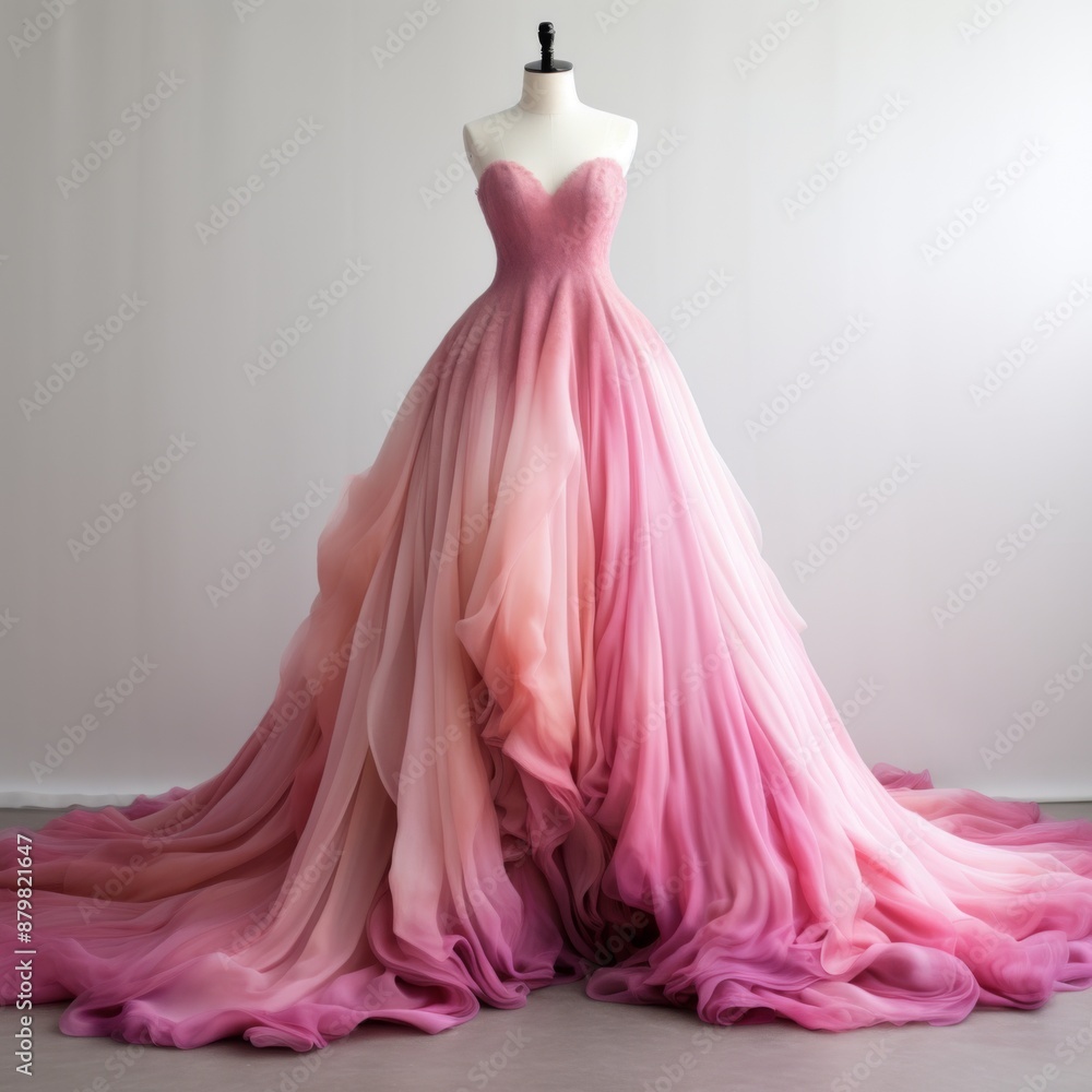 a beautiful pink-powder dress lies on a white background , wedding dress pink rose color a beautiful pink-powder dress lies on a white background , wedding dress pink rose color