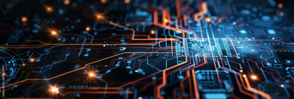 Abstract image of a digital circuit board, representing modern technology, innovation, and connections. Abstract image of a digital circuit board, representing modern technology, innovation, and connections.