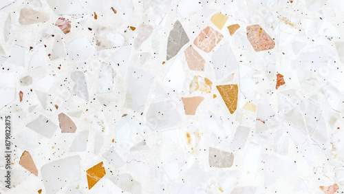 terrazzo flooring which has Orange rock Small or marble old. Italian marble stone texture background with high resolution Crystal slab marble for interior.  marble design.