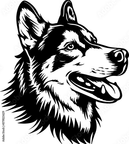Siberian Huskey  | Dog Silhouette | Black SVG | High Detail |