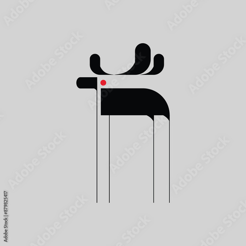 Minimalist Abstract Animal Illustration with Geometric Shapes photo