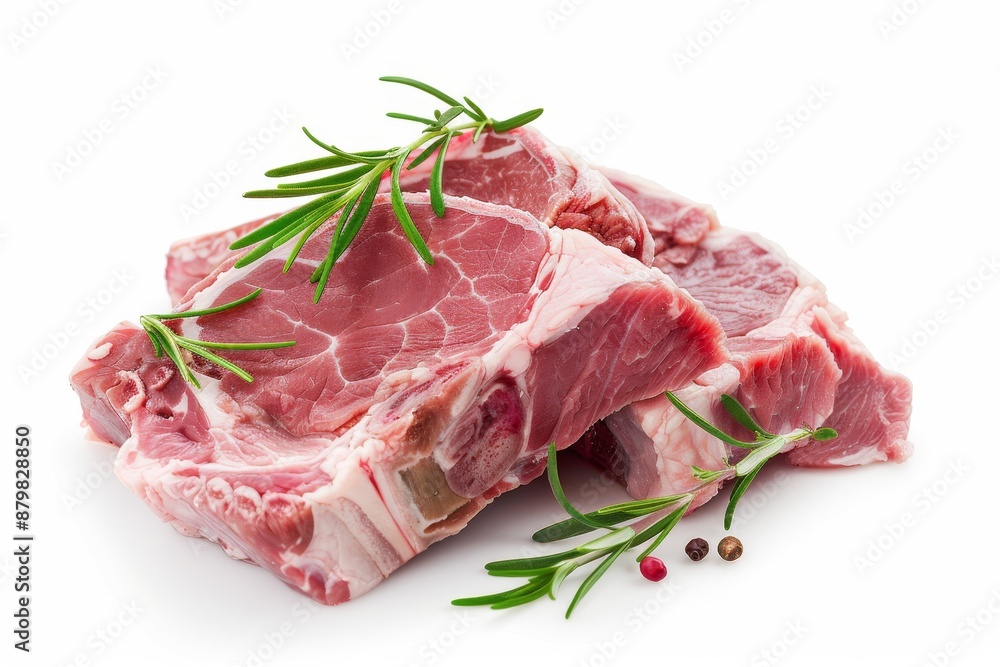 High resolution image of raw pork shoulder and parts on white background High resolution image of raw pork shoulder and parts on white background