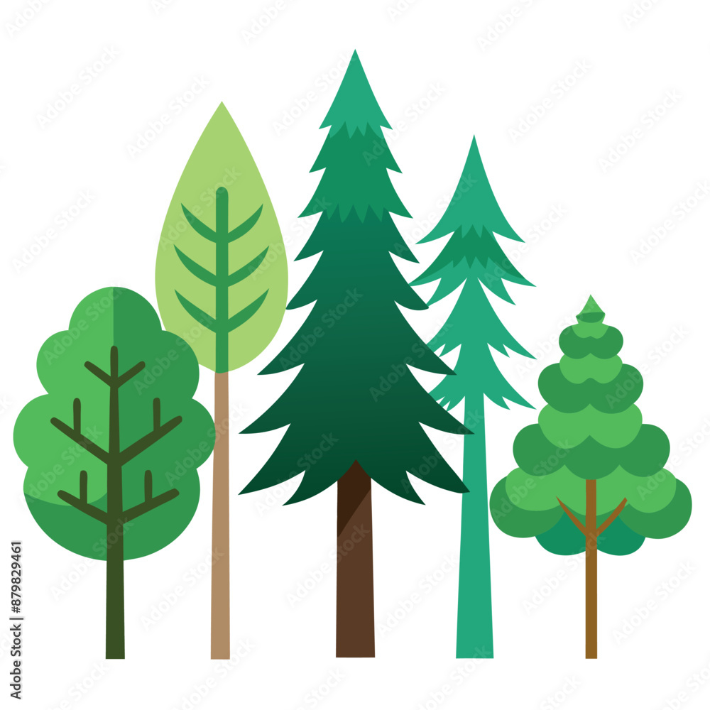 Fototapeta premium Tree vector. Set tree. Pine tree. Deb daru tree.