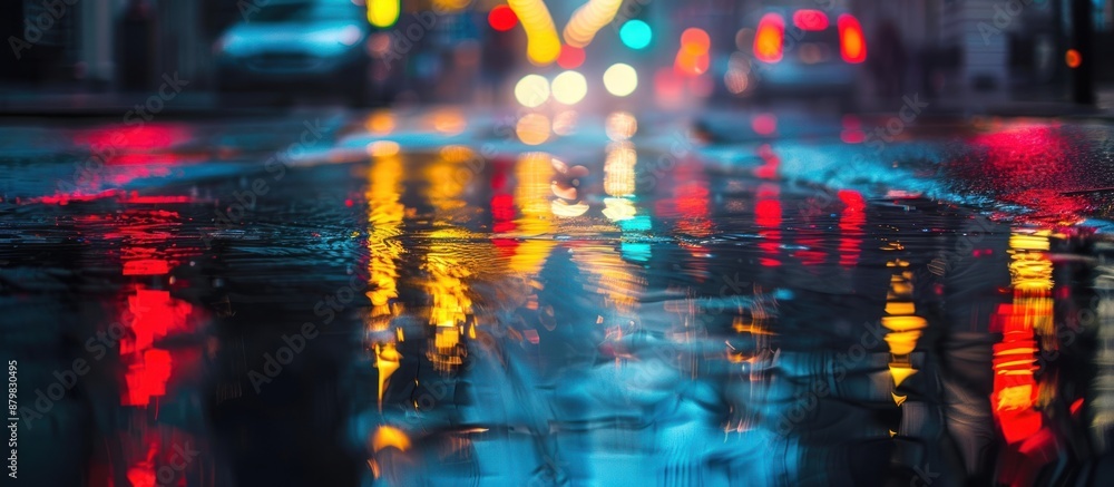 Rainy Cityscape with Reflected Lights Rainy Cityscape with Reflected Lights