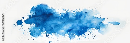 Splash of blue paint on a white background. The blue paint is splattered and has a sense of movement