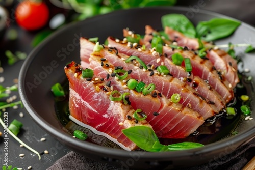 Japanese tuna Tataki with ponzu sauce made uniquely photo