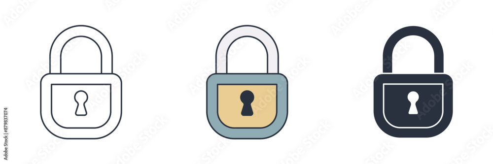 padlock Icon symbol vector illustration isolated on white background padlock Icon symbol vector illustration isolated on white background