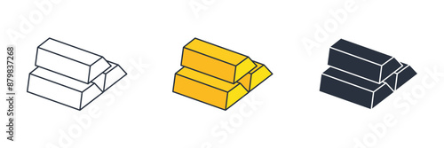Gold Bar Icon symbol vector illustration isolated on white background