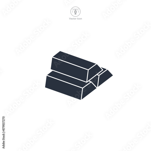 Gold Bar Icon symbol vector illustration isolated on white background