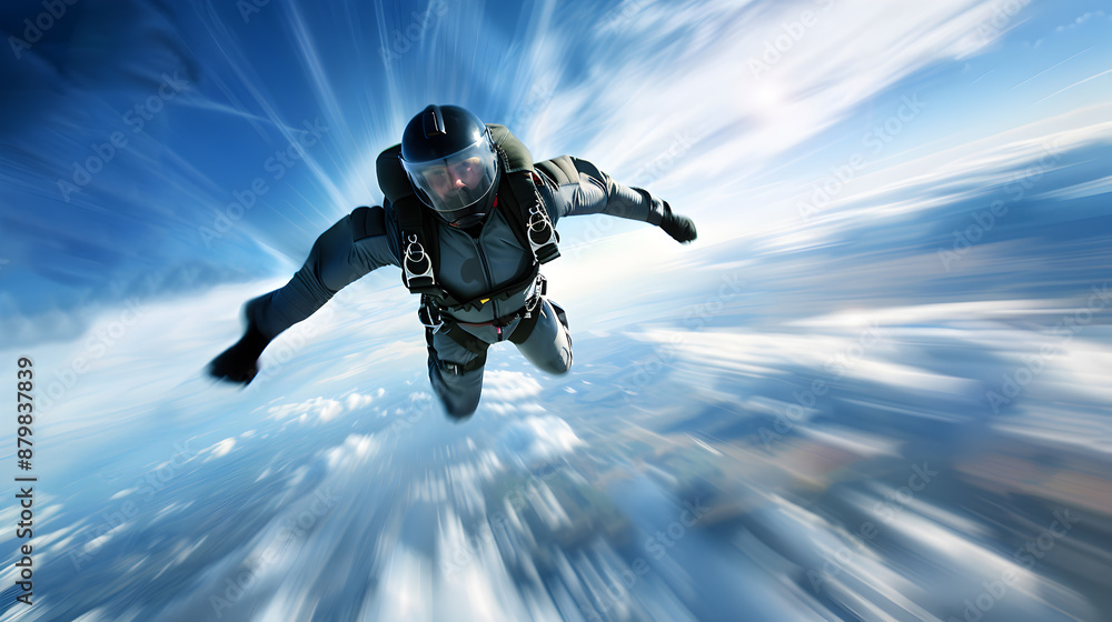 A professional man in a suit soaring through the sky with confidence and grace A professional man in a suit soaring through the sky with confidence and grace