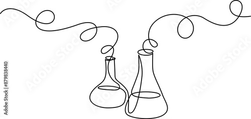 Chemistry retorts equipment with molecules concept.