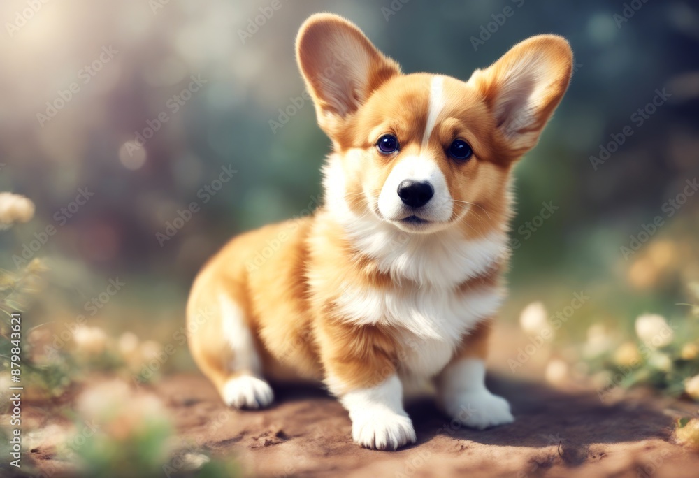 dog welsh corgi stylized puppy eyes cute ai big watercolour illustration digital with dog welsh corgi stylized puppy eyes cute ai big watercolour illustration digital with