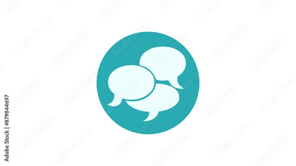 Bubble chat icon cyan color simple shape circle animation white background Bubble chat icon cyan color simple shape circle animation white background