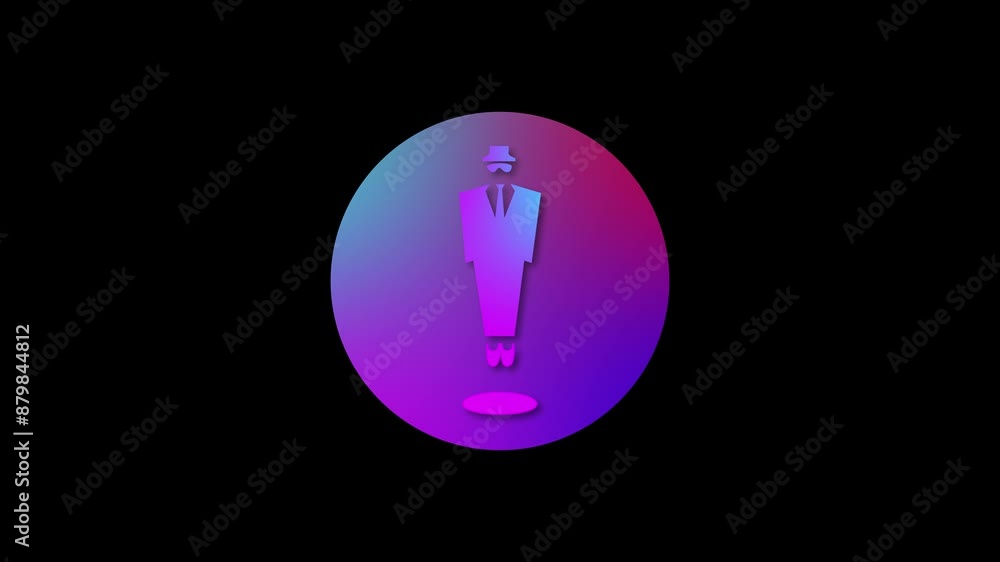 Business man suit icon gradient color simple shape circle animation black background Business man suit icon gradient color simple shape circle animation black background