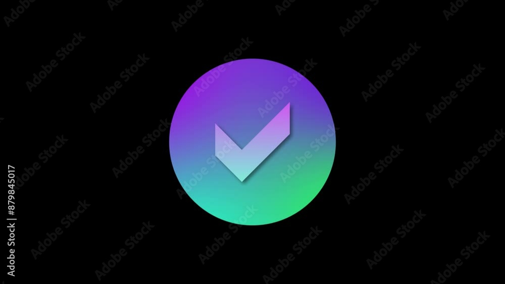 Check mark icon colorful simple shape circle animation black background Check mark icon colorful simple shape circle animation black background