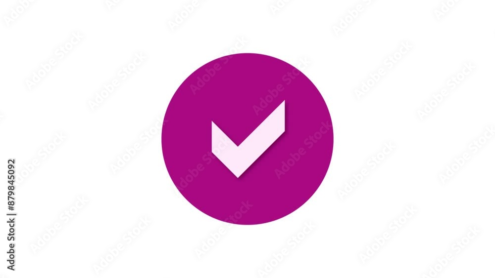 Check mark icon pink color simple shape circle animation white background Check mark icon pink color simple shape circle animation white background