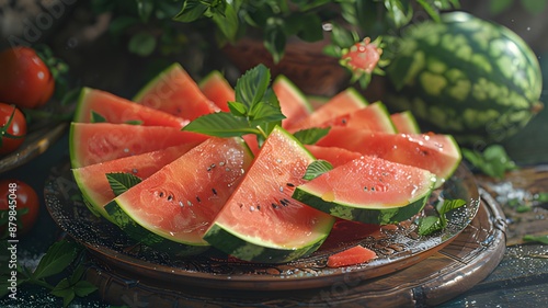 Watermelon on bright background.