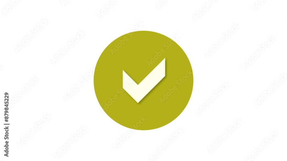 Check mark icon yellow color simple shape circle animation white background Check mark icon yellow color simple shape circle animation white background
