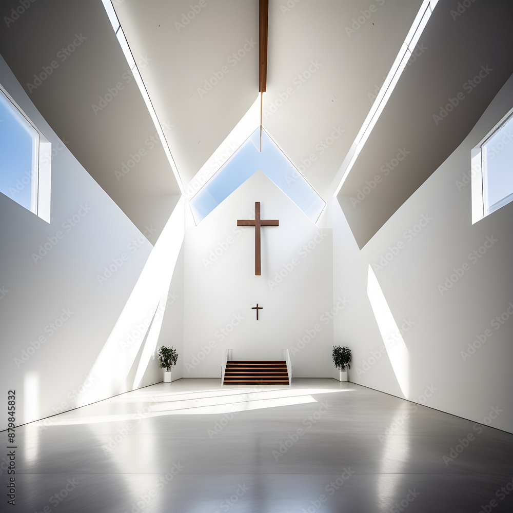 Obraz premium Modern Church Interior with Minimalist Design