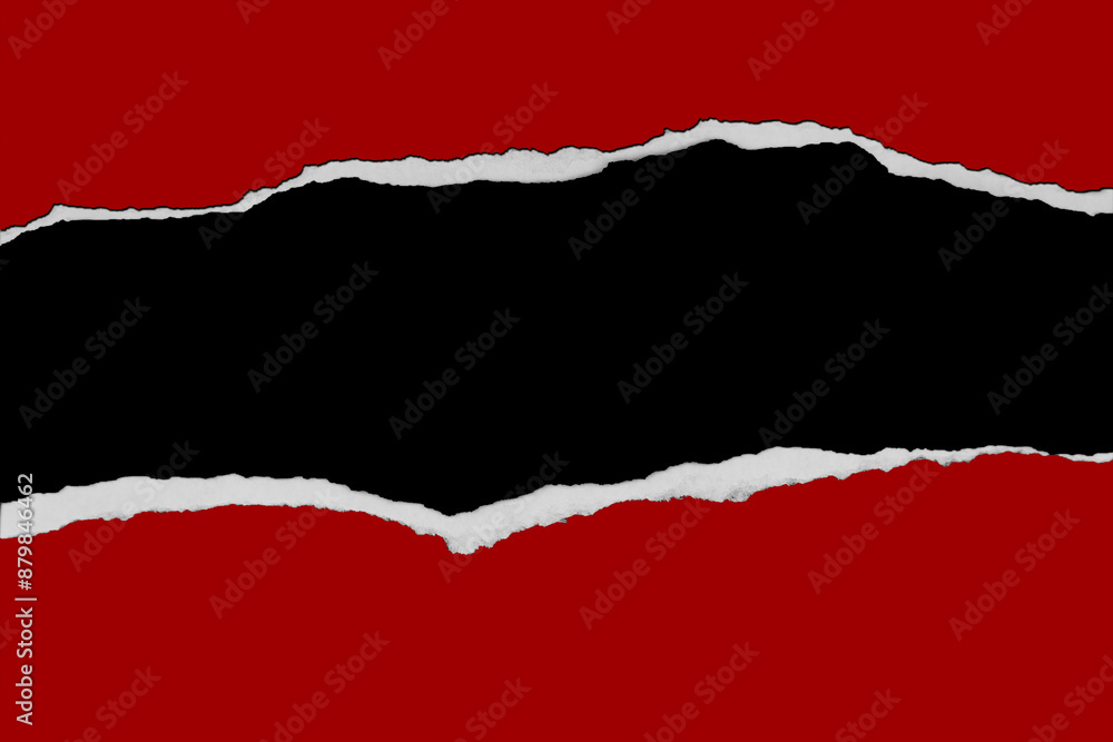 Ripped red paper on black Ripped red paper on black