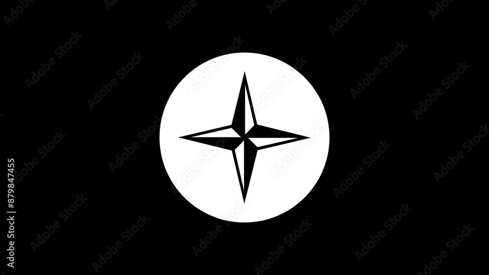 Pinwheel icon white color simple shape circle animation black background Pinwheel icon white color simple shape circle animation black background