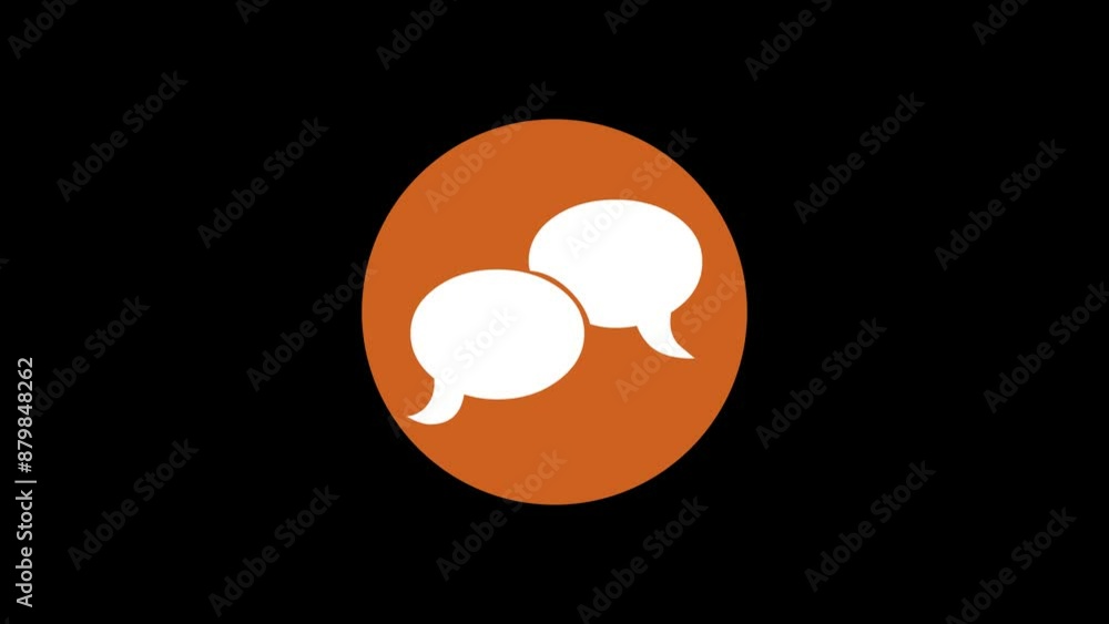 Speech bubble shape icon brown color simple circle animation black background Speech bubble shape icon brown color simple circle animation black background