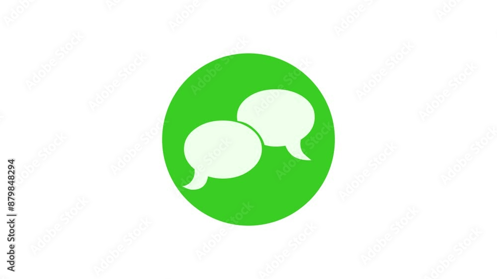 Speech bubble shape icon green color simple circle animation white background Speech bubble shape icon green color simple circle animation white background