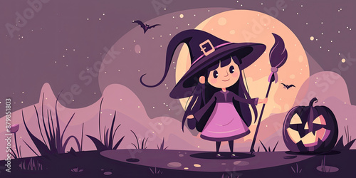 Cute Cartoon Halloween Witc...