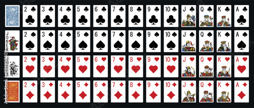 Poker set with isolated cards - Poker playing cards - Miniature playing cards for mobile applications