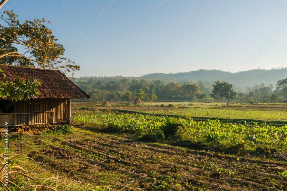 Country Side Farm. Tranquil Scene of Agriculture in Rural Myanmar Country Side Farm. Tranquil Scene of Agriculture in Rural Myanmar