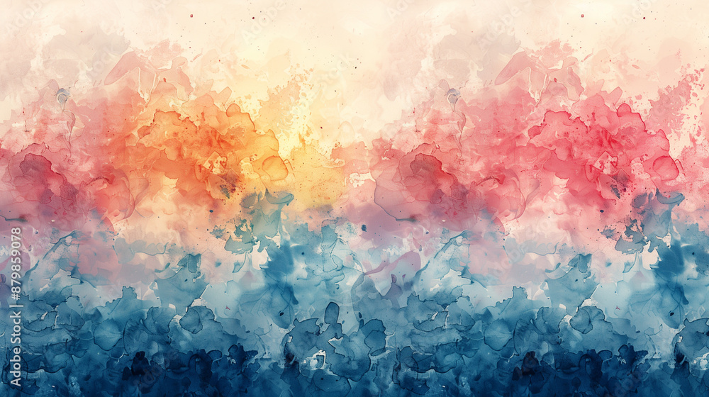Fototapeta premium Vibrant Watercolor Gradient with Orange & Blue & Yellow Pink Abstract Background