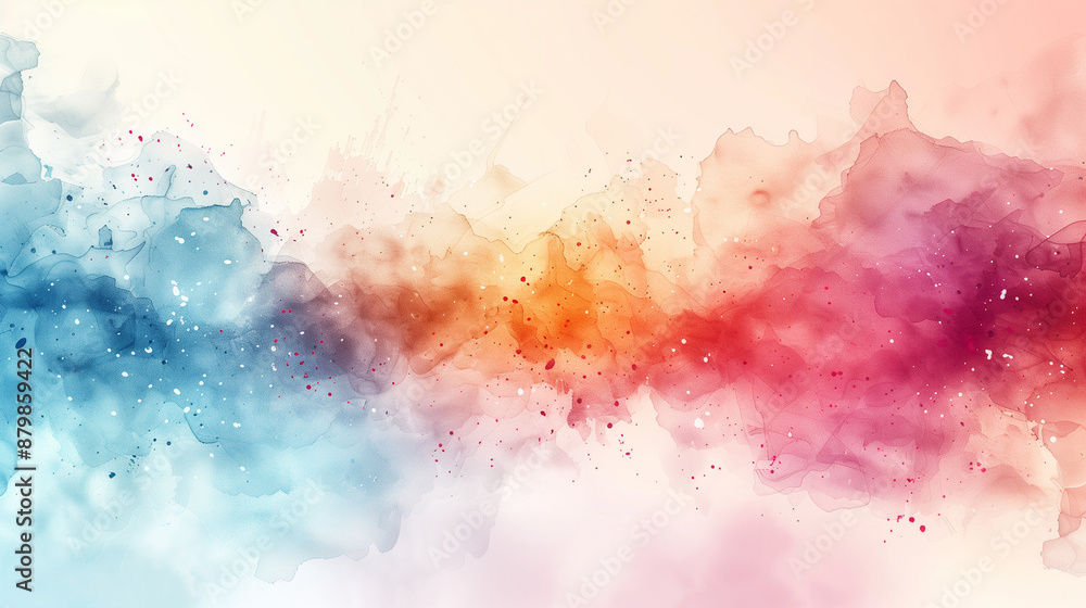 Fototapeta premium Dreamy Watercolor Splash in Pink, Orange & Blue Creating Abstract Flow