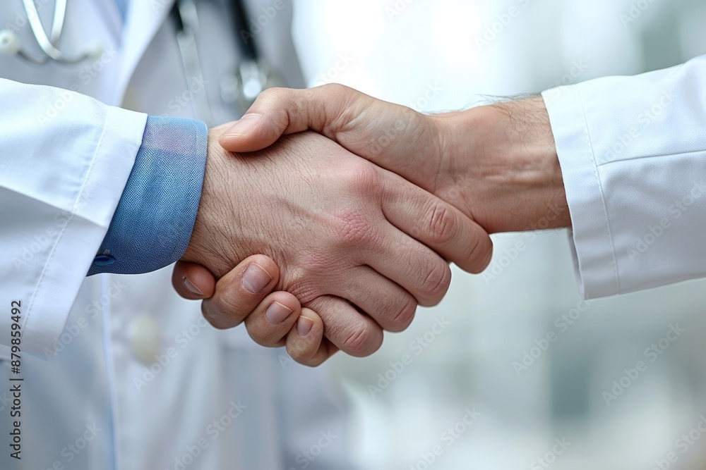 Medical Handshake. Doctor and Patient Shaking Hands After Successful Treatment with Stethoscope Medical Handshake. Doctor and Patient Shaking Hands After Successful Treatment with Stethoscope