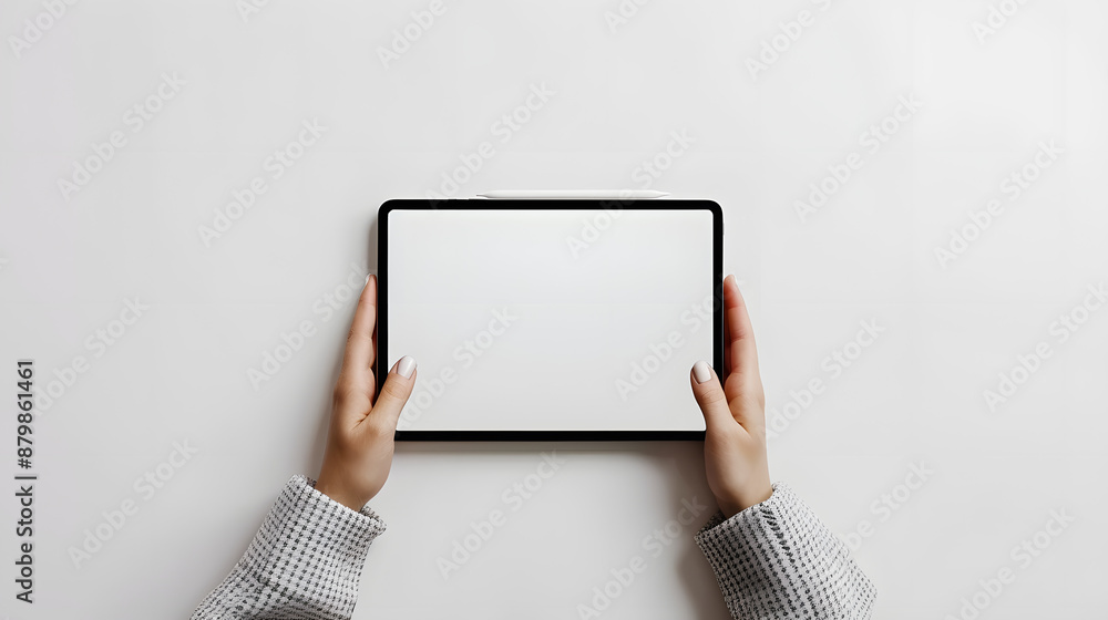 Naklejka premium person holding tablet