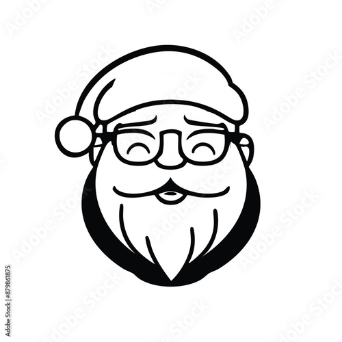 Santa Claus Cartoon with Glasses on Purple Background | Festive Christmas Character in Red Suit | Holiday Wall Art, Greeting Card