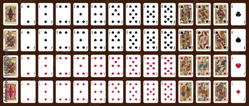 Poker playing cards, full deck - Retro playing cards