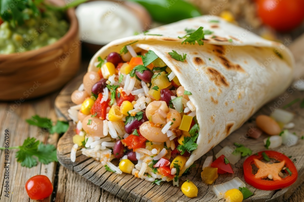 Vegan burrito with rice bean veggie cashew cheese Vegan Mex fare Vegan burrito with rice bean veggie cashew cheese Vegan Mex fare