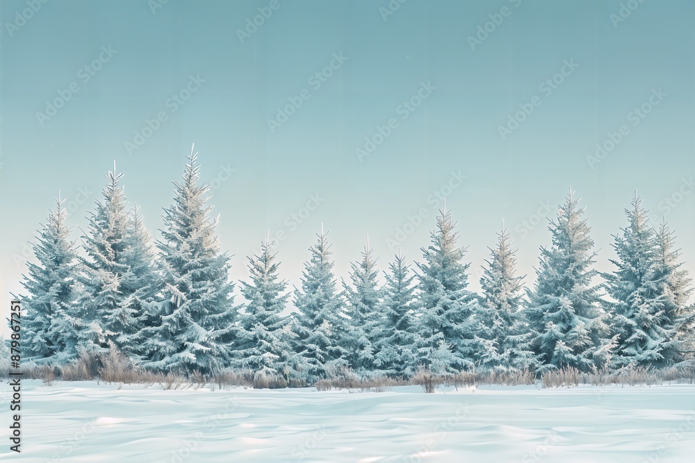 a group of snow covered trees in a snowy field a group of snow covered trees in a snowy field