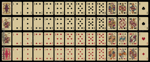 Retro playing cards - Poker playing cards, full deck.
