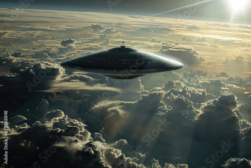 An alien spaceship in Earth's atmosphere
