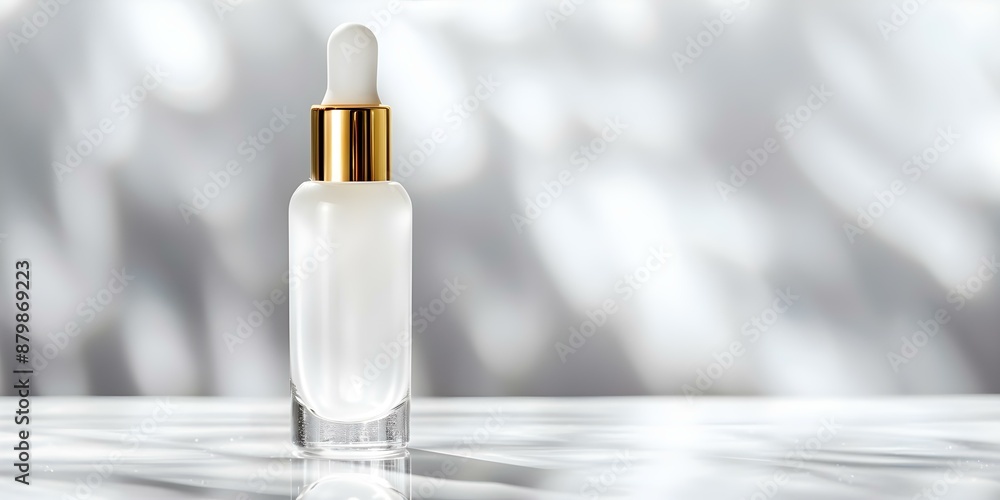 Naklejka premium Highlighting Skin Barrier Repair Benefits Closeup of Ceramide Complex Serum Bottle. Concept Skin Health, Ceramide Complex, Beauty Product, Close-up Photography, Barrier Repair