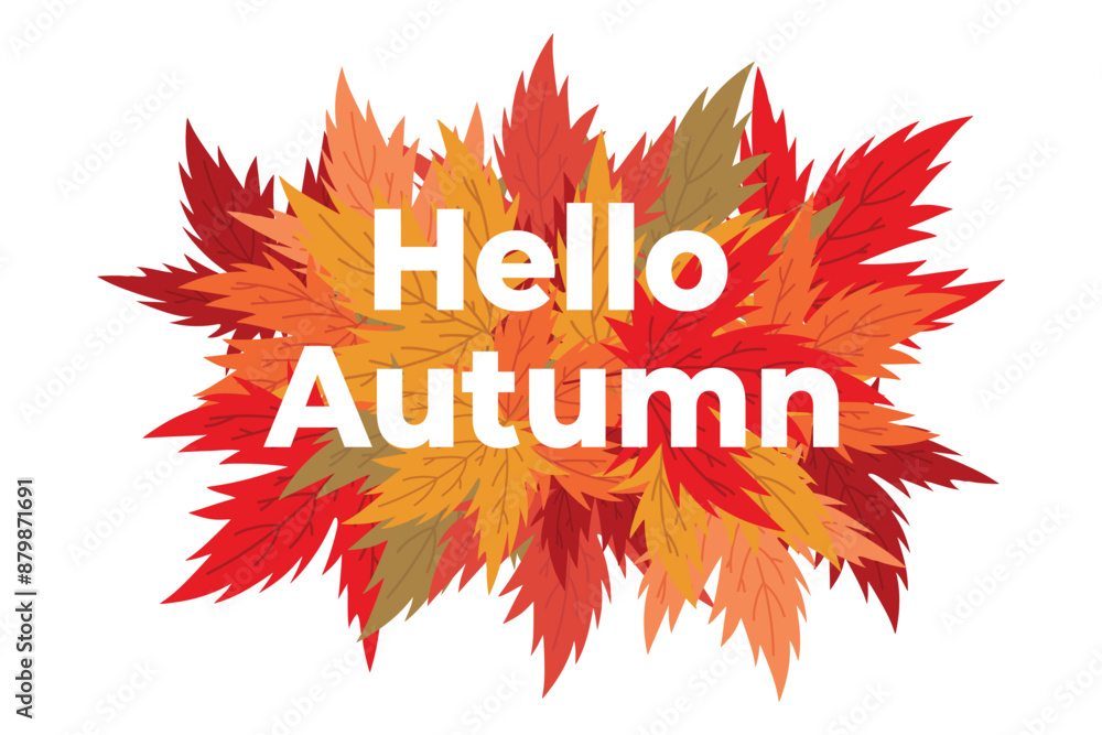 Autumn banner with the inscription - hello autumn - against the background of autumn leaves. Autumn banner with the inscription - hello autumn - against the background of autumn leaves.