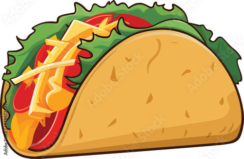 Mexican taco isolated illustration - Generative AI
