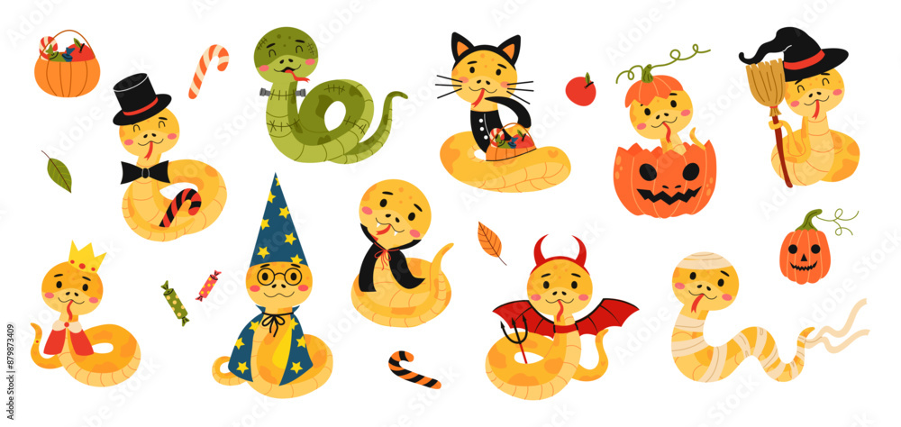 Cute Snakes in Halloween Costumes Cute Snakes in Halloween Costumes