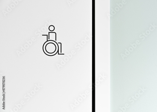 Minimalist High-Contrast Wheelchair Icon Bathroom Sign