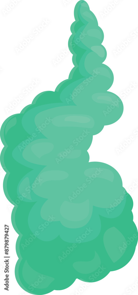 Cartoon illustration of a green smoke cloud forming a spiral shape, ideal for representing concepts like poison, pollution, or magic Cartoon illustration of a green smoke cloud forming a spiral shape, ideal for representing concepts like poison, pollution, or magic