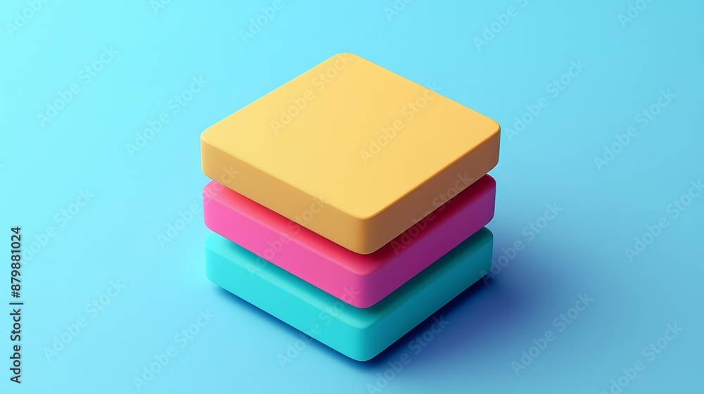 Stacked Colorful Squares on Blue Background Stacked Colorful Squares on Blue Background