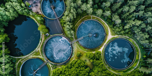 Closeup outdoor wastewater treatment plant