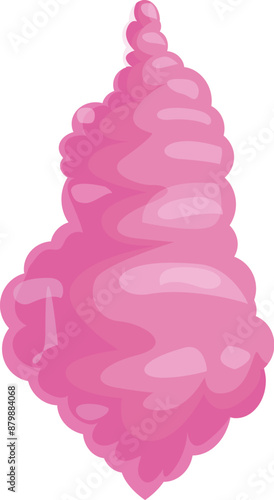 Pink cotton candy spun around a paper stick, creating a sweet and fluffy treat